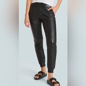 Evereve Commando Faux Black Leather Joggers